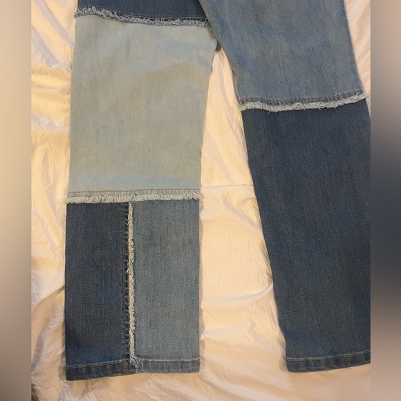 Patchwork Jeans Slightly Flare with Fringe - Picture 2 of 8